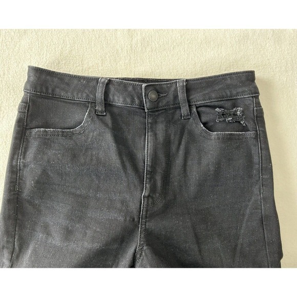 American Eagle Super Hi Rise Jegging Stretch‎ Women's 6 Regular Black Distressed - Picture 2 of 14